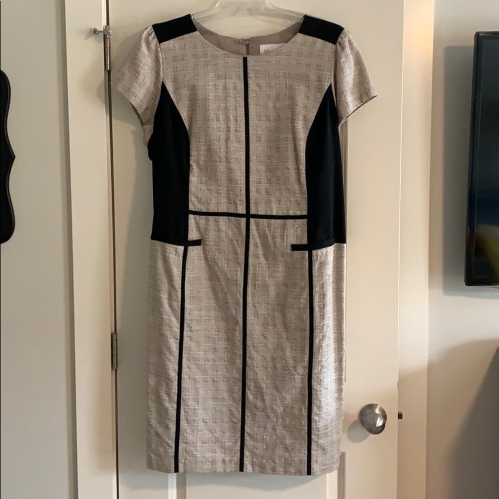 Marisota beige and black color block dress